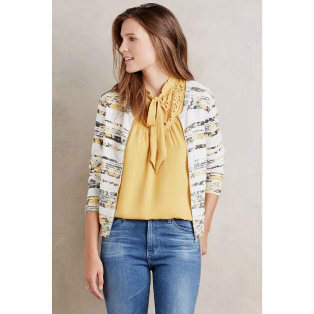 Anthropologie Maeve Luca Tie Neck Sleeveless Top Mustard Yellow Cutout 4